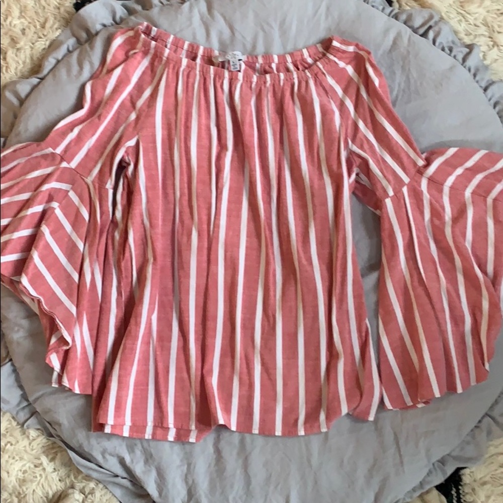 Off the shoulder striped blouse